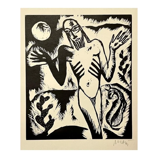 Reuven RubinRare 1923 Cubist Reuven Rubin Woodcut Woodblock Kabbalah Print Israeli Judaica, 1923