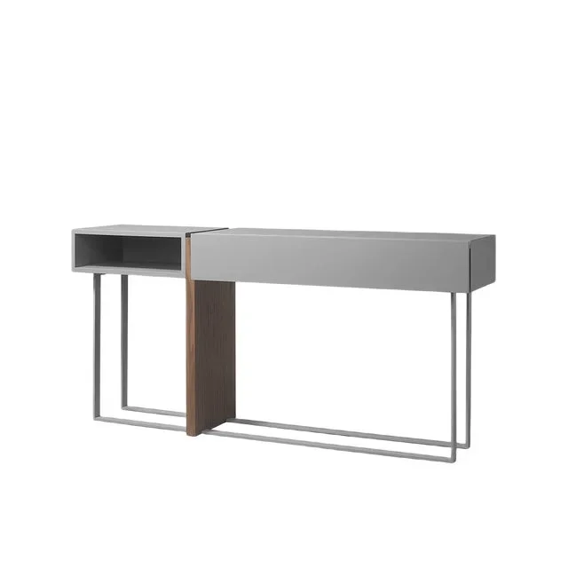 Right Console in Grey Matt Lacquer with a Textured Base by Michele Mantovani