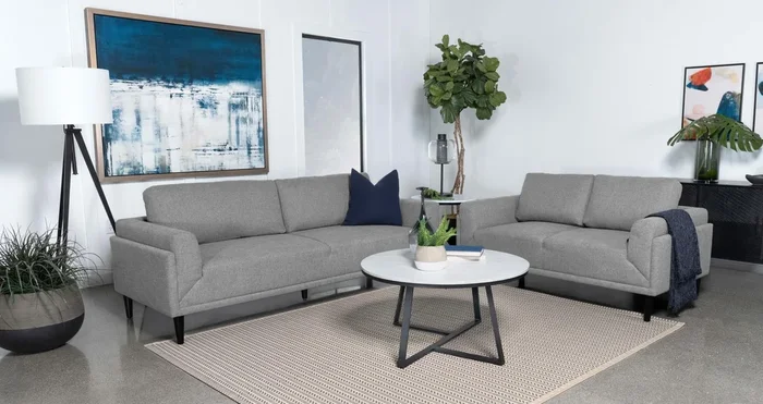 Rilynn Gray 2-Piece Upholstered Track Arms Sofa Set