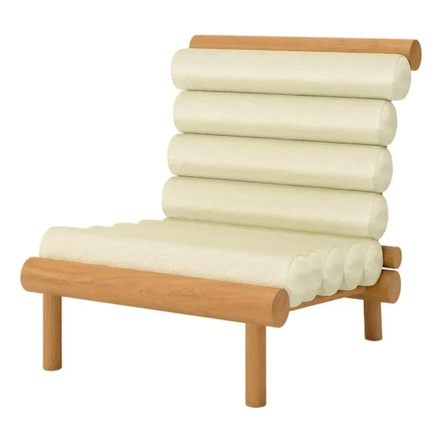 Rishon Teak Outdoor Lounge Chair – Alpine Modern Design in Sunbrella Canvas Birds Eye