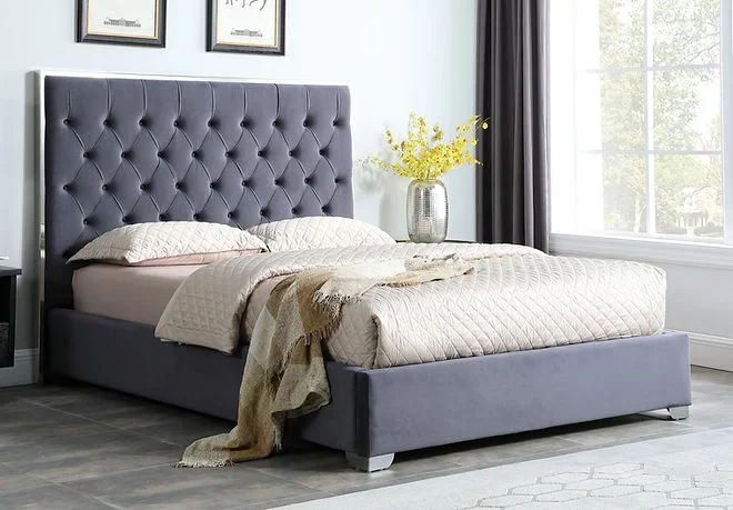 Rose Grey 55″H King Platform Bed
