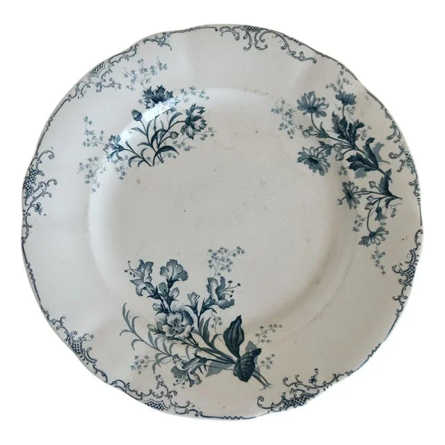 Round Serving Dish Weigelia Model from Boch Frères Keramis, 1890s