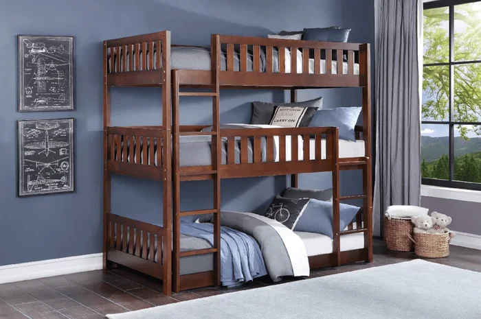 Rowe Dark Cherry Twin Triple Bunk Bed