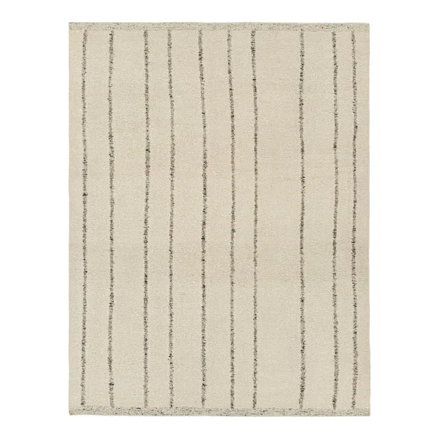 Rug & Kilim’s Contemporary Kilim in Cream and White With Stripes