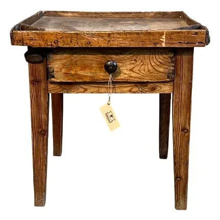 Rustic Cobbler’s Table with Drawer