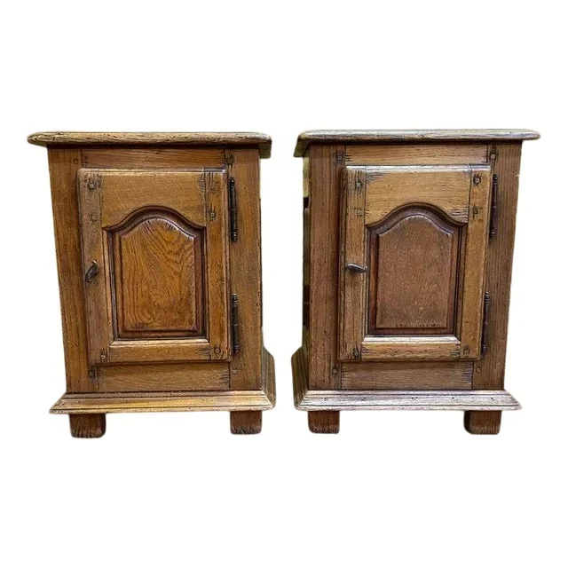 Rustic Oak Bedside Tables, Set of 2