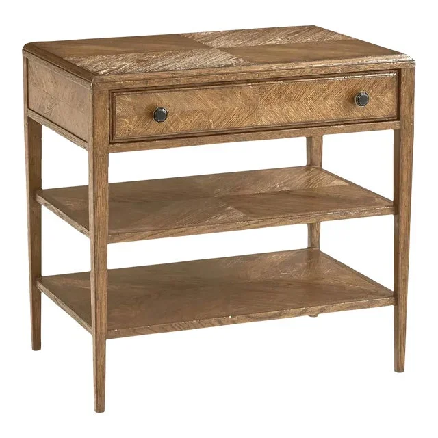 Rustic Two Tier Light Oak Nightstand