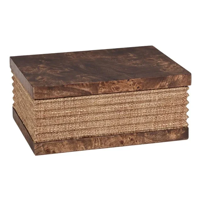 Sabinio Burlwood & Raffia Decorative Box, Small