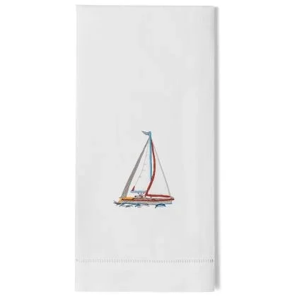 Sailboat Modern Hand Towel by Henry Handwork