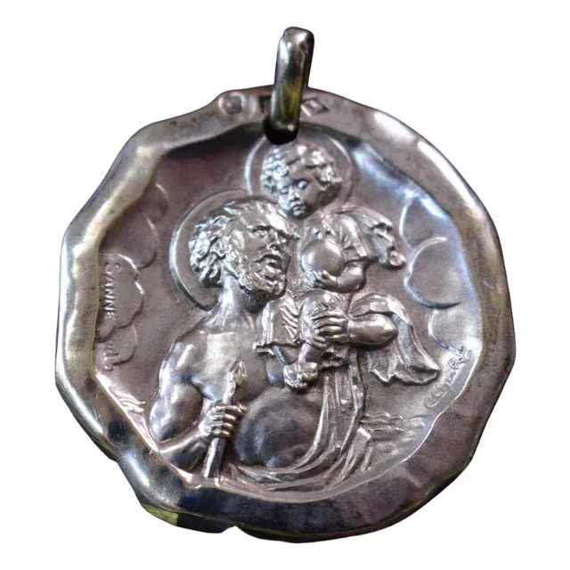 Saint Christopher Silver Medal Pendant by C.Charl, 1930s