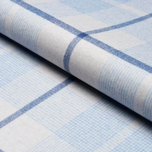 SAMPLE – Schumacher Montana Wool Plaid Fabric In Arctic