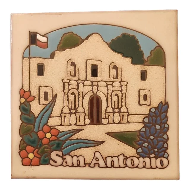 San Antonio Alamo Bluebonnets Tile Trivet