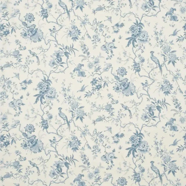 Sanderson Pillemont Toile Fabric in Ivory/China Blue – a Sample