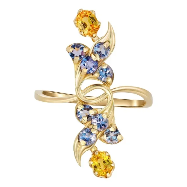 Sapphire, Tanzanite 14k Gold Ring Size 6 (All Sizes Available)