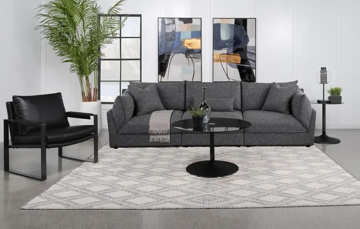 Sasha Black 3-Piece Upholstered Sofa Barely