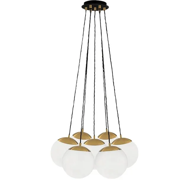 Satin Black With Brushed Brass and Matt Opal Glass Custom Bunch Ceiling Light