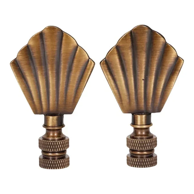 Scallop Shell Brass Lamp Finials – a Pair