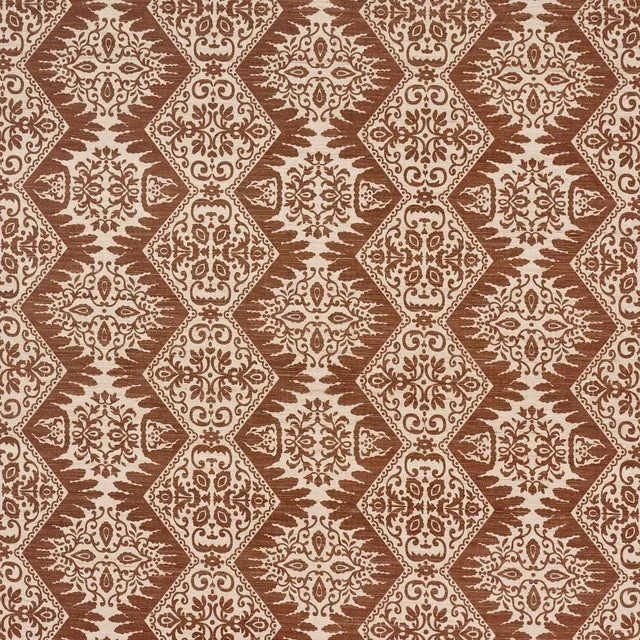 Schumacher Berkeley Hand Printed Silk Fabric In Chestnut