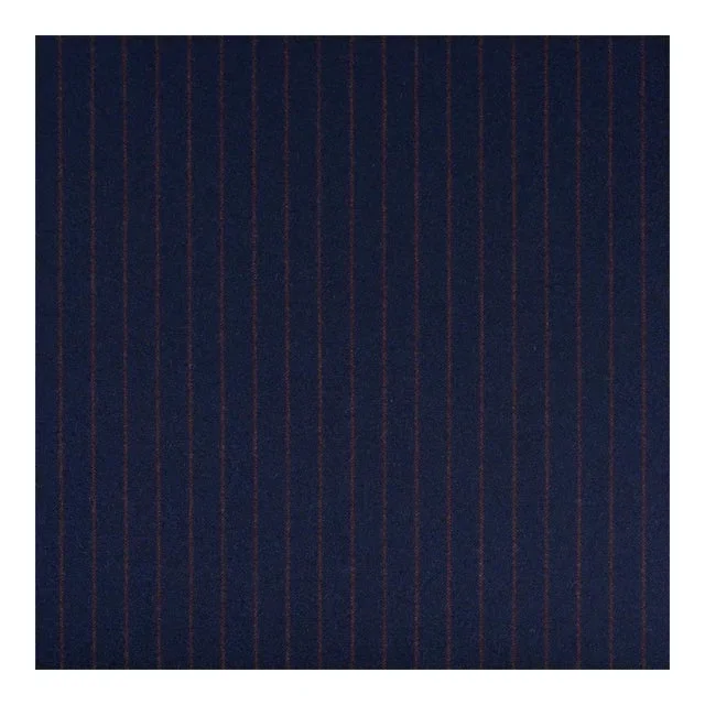 Schumacher Boyd Wool Pinstripe Fabric In Navy