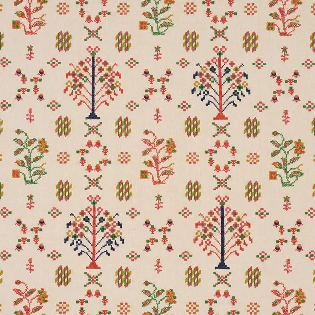 Schumacher Fairview Cross Stitch Embroidery Fabric In Multi