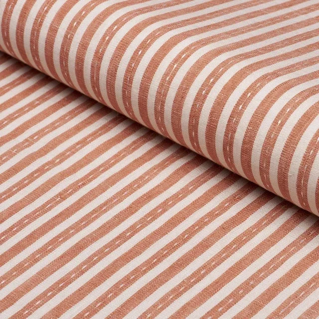 Schumacher Mathis Ticking Stripe Fabric In Spice
