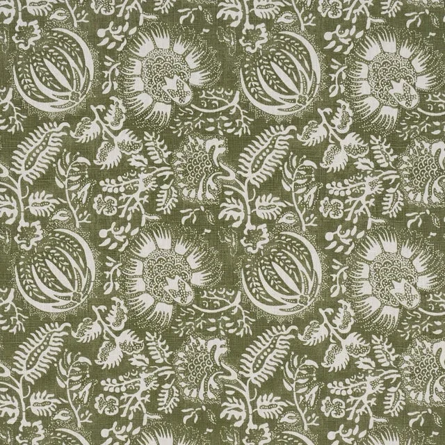 Schumacher Pomegranate Print Fabric In Olive