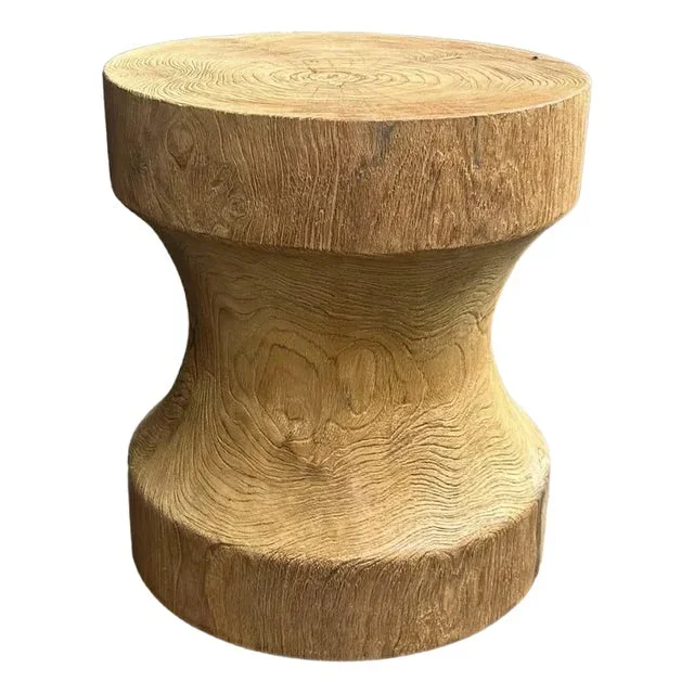 Sculptural Side Table Crafted From Teak Wood, With Stunning Textures