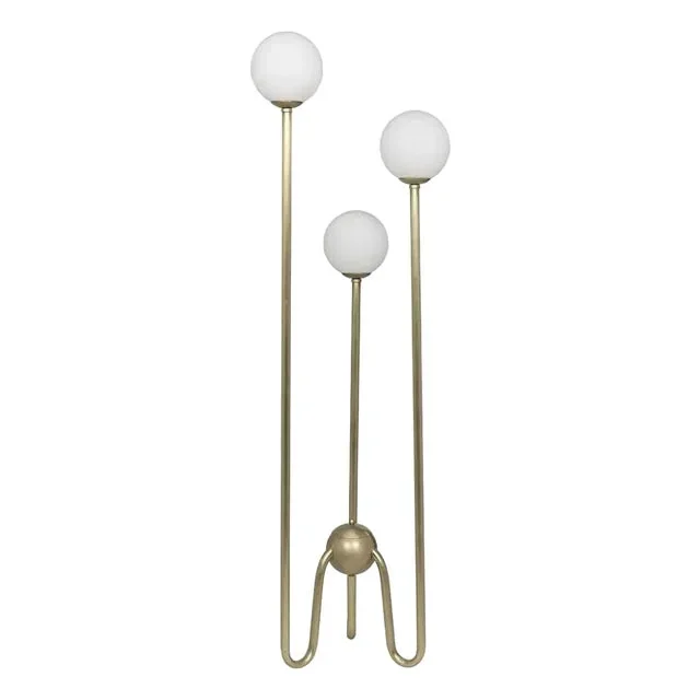 Seafield Floor Lamp, Antique Brass and Glass