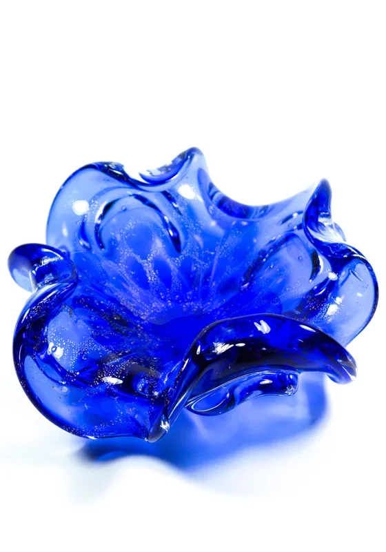 Semal – Centrotavola In Vetro Di Murano Blu Con Oro 24kt