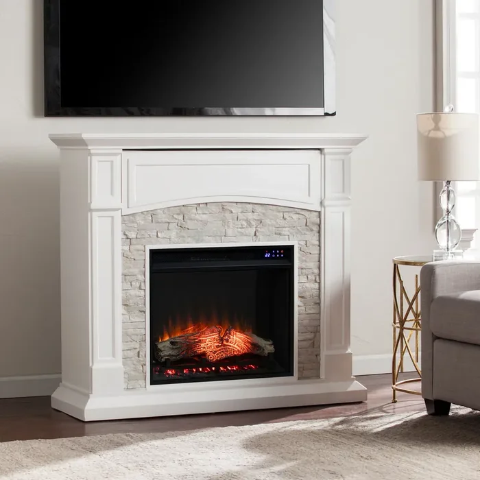 Seneca Electric Touch Screen Media Fireplace – White