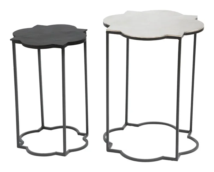 Set Of 2 Brighton Accent Tables Black & White