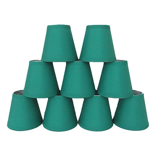 Set of 9 Nine Elegant Silk Green Clip-on Lamp Chandelier Shades