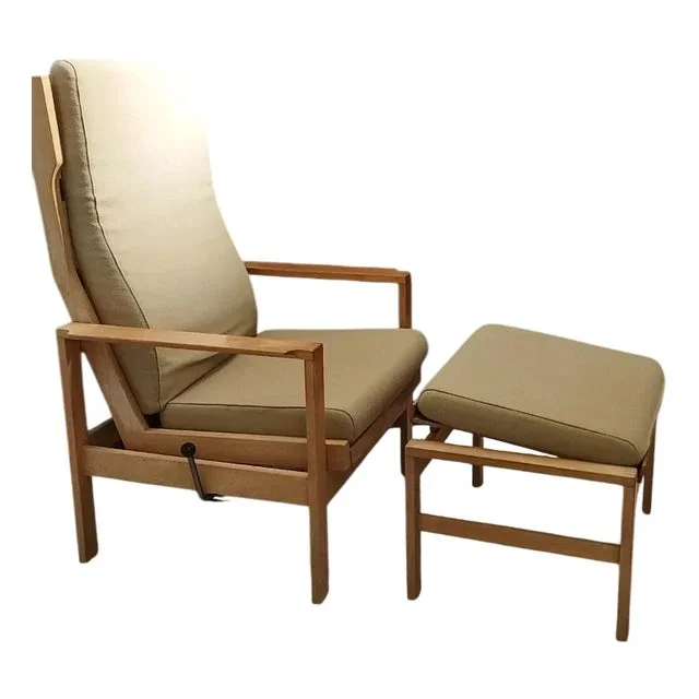 Set of Armchair and Ottoman in Oak from Leif Alring, Denmark, 1966