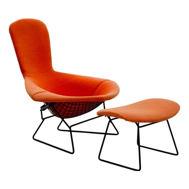Set of Bird Armchair and Ottoman by Harry Bertoia for Knoll International, 1970s