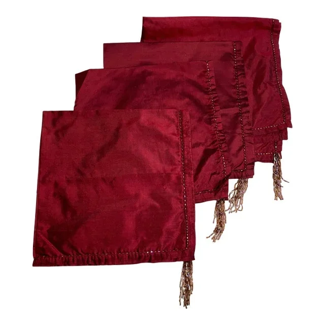 Sethi & Sethi Modern Glam Beaded Tassel Silk Napkins- Set of 4