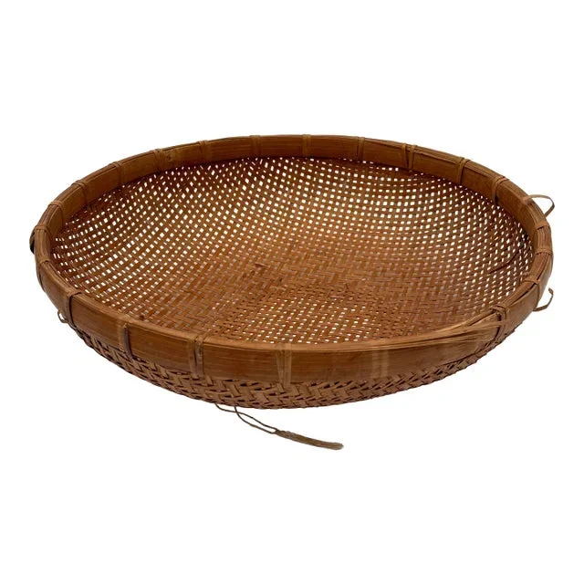 Shallow Woven Rattan Basket