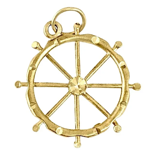 Shipwheel with Diamond Cuts Charm