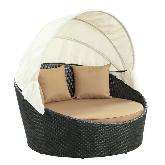 Siesta Canopy Outdoor Patio Daybed in Espresso Mocha
