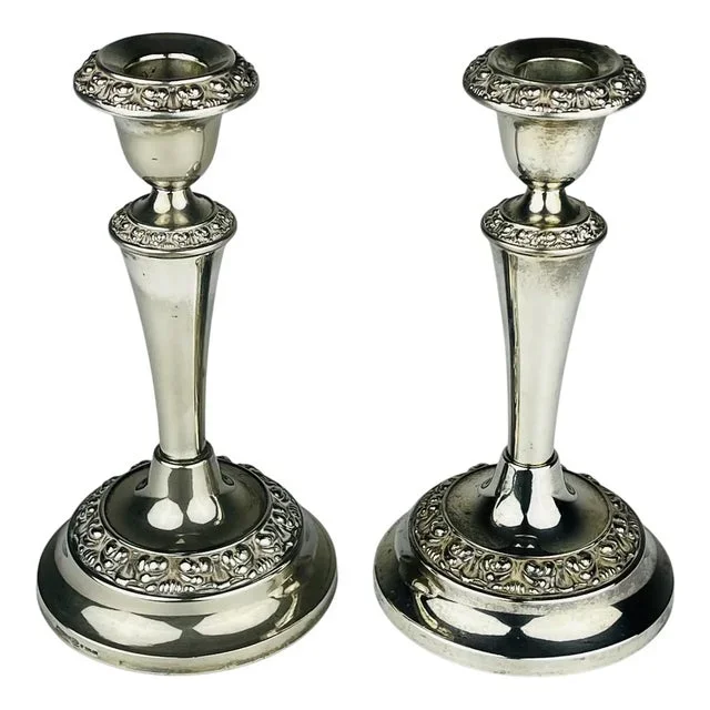 Silver-Plated Candleholders from Ianthe, England, 1950s, Set of 2