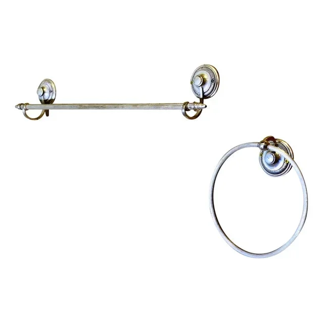 Silver Plated Towel Rail and Towel Ring, 1980, Set of 2