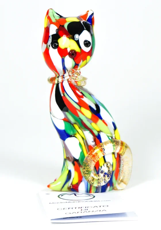 Silvestro – Multicolored Murano Glass Cat With Mace