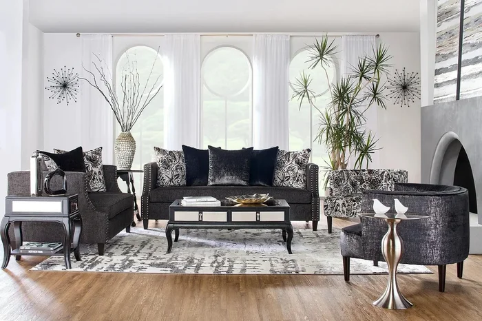 Simone Ash Dark Grey Sofa & Loveseat
