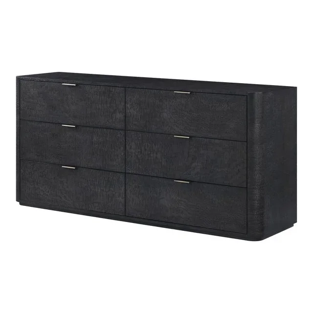 Six Drawer Black Art Deco Style Dresser