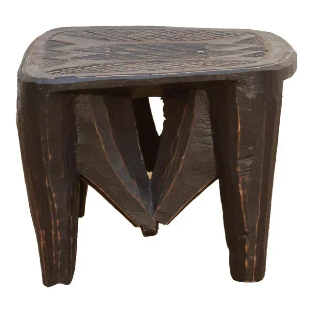 Slate Gray Painted Nupe Stool