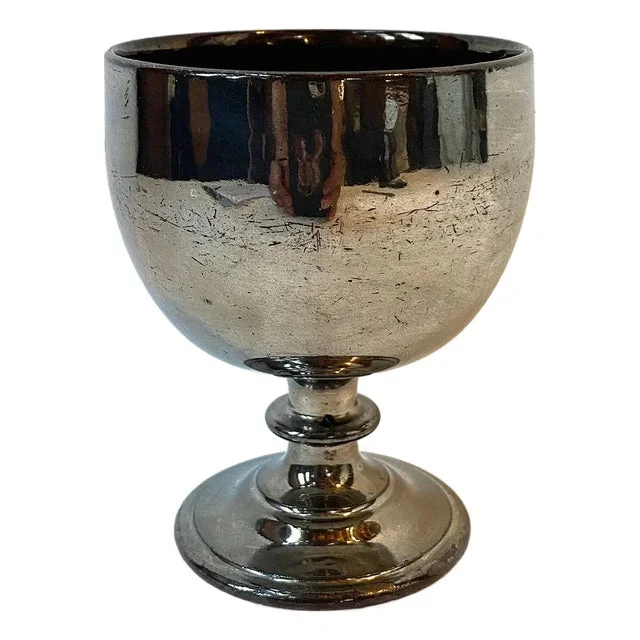 Small English Staffordshire Silver and Gilt Luster Earthenware Goblet