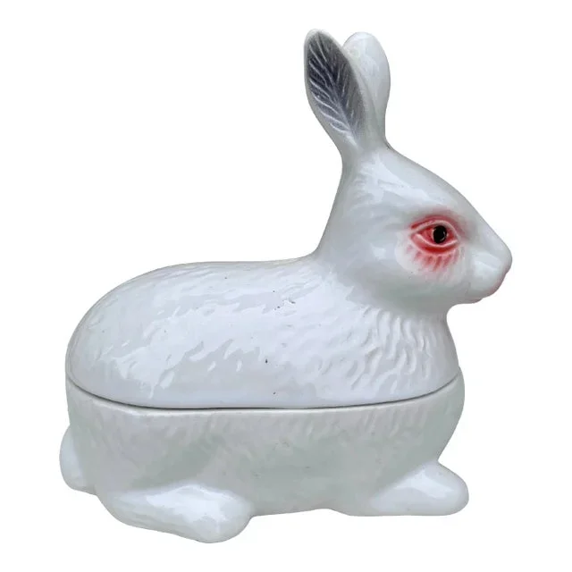 Small Majolica Pate White Rabbit Tureen