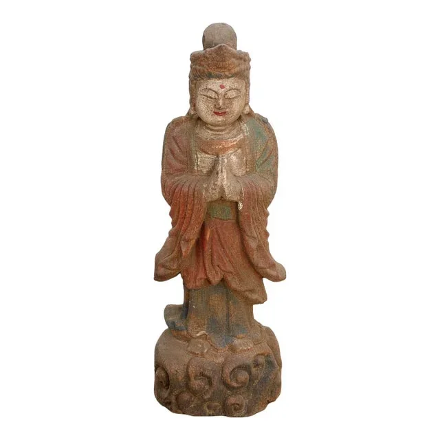 Small Serene Carved Praying Buddha