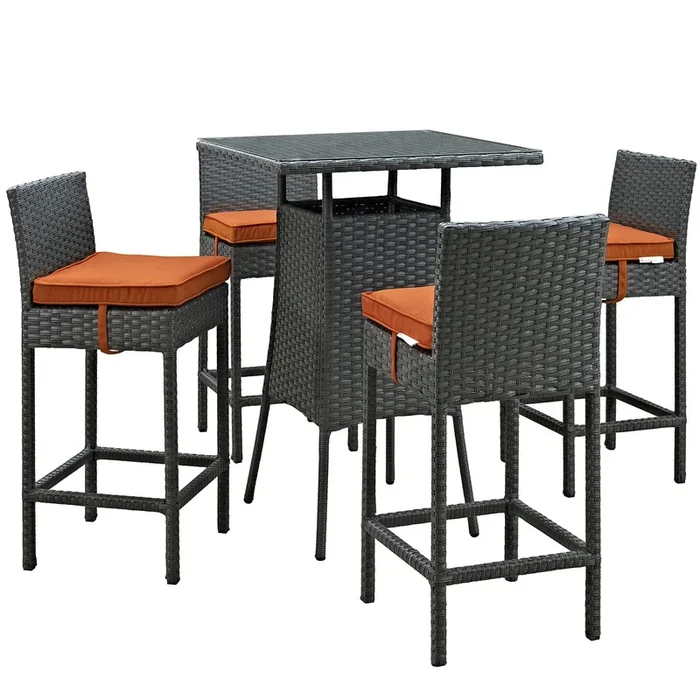 Sojourn 5 Piece Outdoor Patio Sunbrella Pub Set in Canvas Tuscan-2