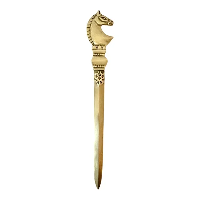 Solid Brass Mid Century Etruscan Horse Letter Opener