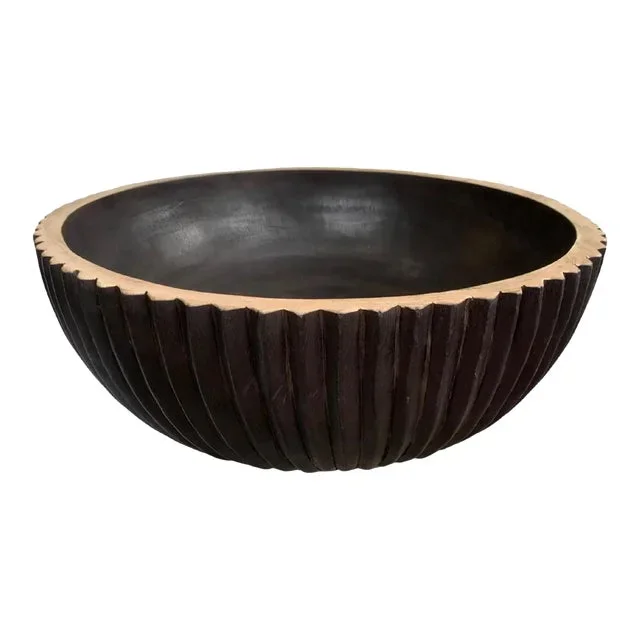 Solid Mango Wood Bowl With Burnt Finish